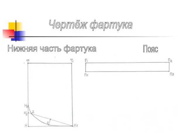 Чертёж фартука Нижняя часть фартука Пояс