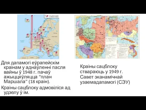 Для дапамогі еўрапейскім краінам у аднаўленні пасля вайны ў 1948 г. пачаў