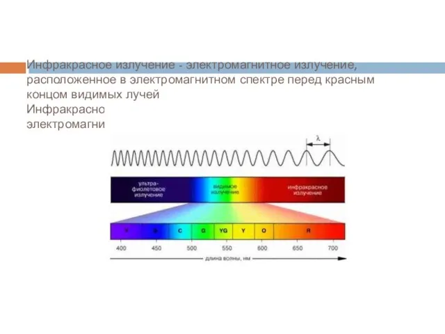 Инфракрасное излучение - электромагнитное излучение, расположенное в электромагнитном спектре перед красным концом