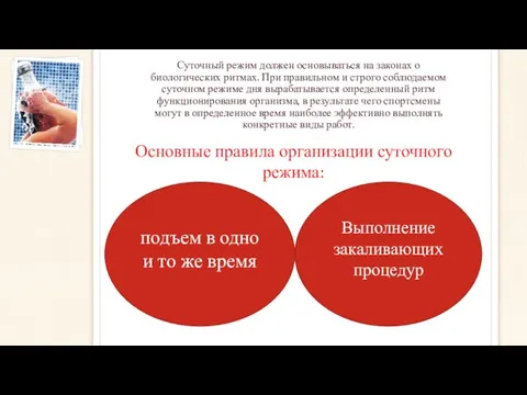 Суточный режим должен основываться на законах о биологических ритмах. При правильном и