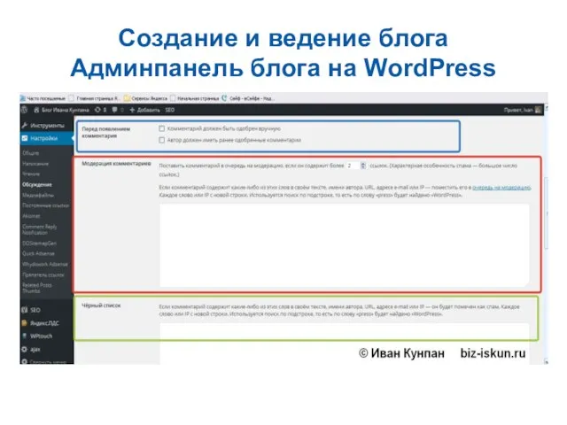 Создание и ведение блога Админпанель блога на WordPress