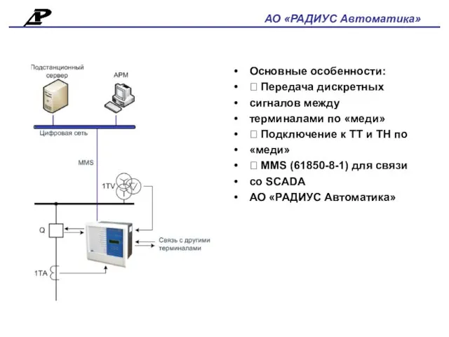 Основные особенности:  Передача дискретных сигналов между терминалами по «меди»  Подключение