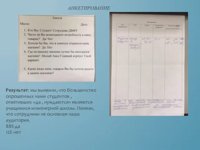 АНКЕТИРОВАНИЕ Результат: мы выявили, что большинство опрошенных нами студентов , ответивших «да