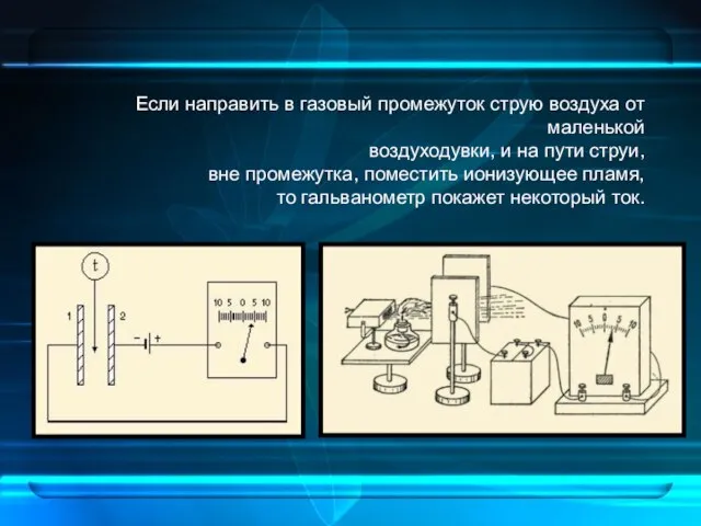 Если направить в газовый промежуток струю воздуха от маленькой воздуходувки, и на