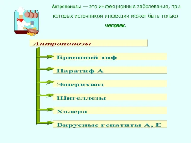 Антропонозы — это инфекционные заболевания, при которых источником инфекции может быть только человек.