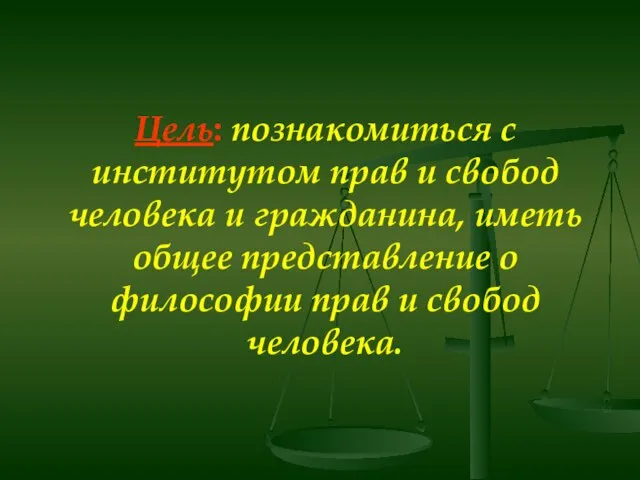 Цель: познакомиться с институтом прав и свобод человека и гражданина, иметь общее