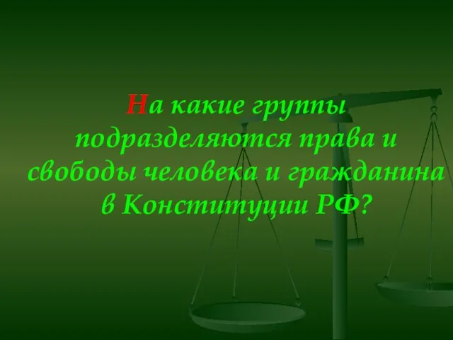 На какие группы подразделяются права и свободы человека и гражданина в Конституции РФ?