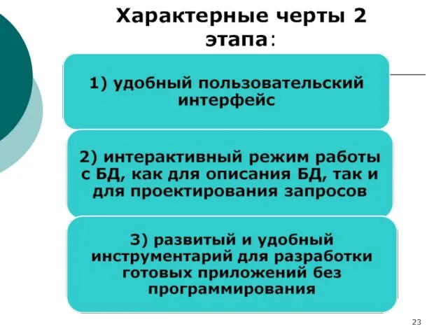 Характерные черты 2 этапа: