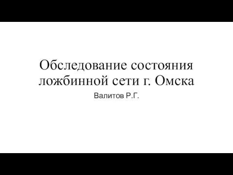 Обследование состояния ложбинной сети г. Омска Валитов Р.Г.