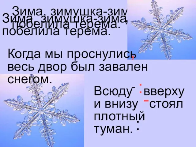 Зима, зимушка-зима побелила терема. Зима, зимушка-зима побелила терема. Когда мы проснулись весь