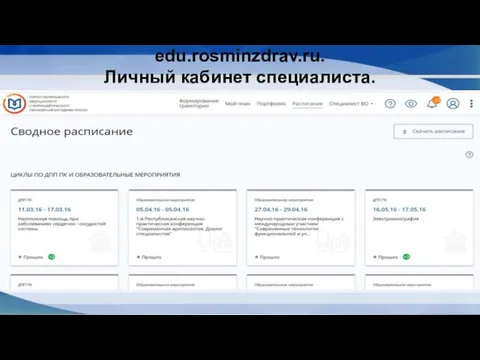 edu.rosminzdrav.ru. Личный кабинет специалиста.