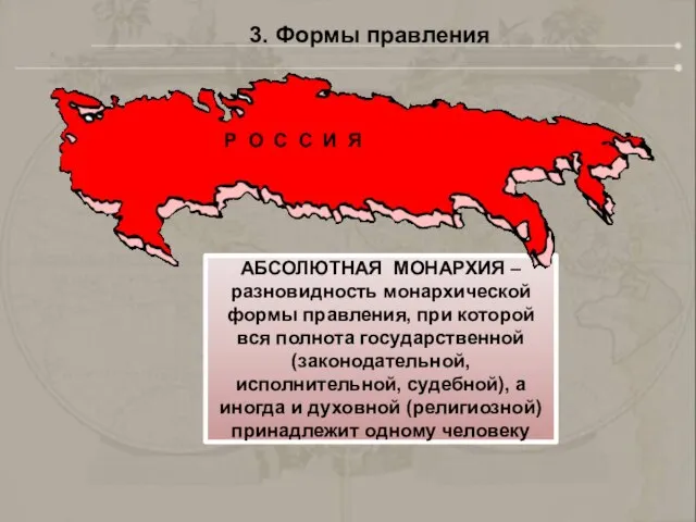 АБСОЛЮТНАЯ МОНАРХИЯ – разновидность монархической формы правления, при которой вся полнота государственной