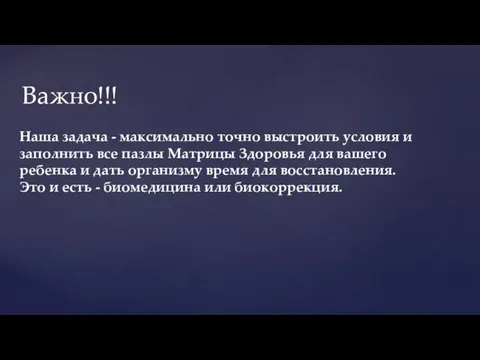 Наша задача - максимально точно выстроить условия и заполнить все пазлы Матрицы