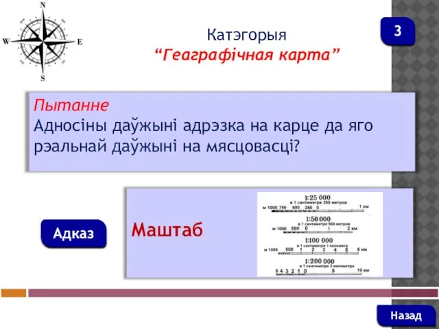 Пытанне Адносіны даўжыні адрэзка на карце да яго рэальнай даўжыні на мясцовасці?