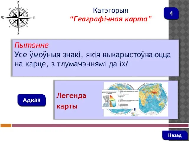 Пытанне Усе ўмоўныя знакі, якія выкарыстоўваюцца на карце, з тлумачэннямі да іх?