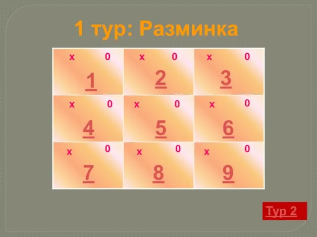 х 1 2 3 9 8 6 5 4 7 1 тур: