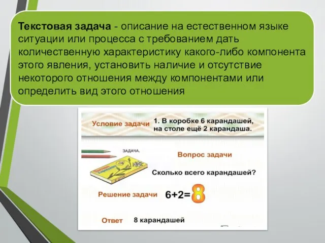 Текстовая задача - описание на естественном языке ситуации или процесса с требованием