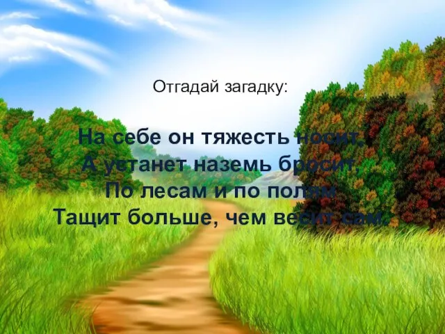 Отгадай загадку: На себе он тяжесть носит, А устанет наземь бросит, По