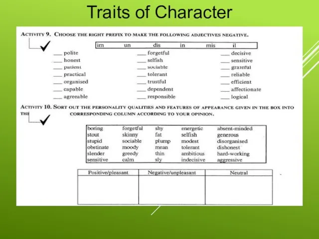 Traits of Character