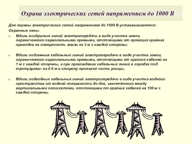 Охрана электрических сетей напряжением до 1000 В Для охраны электрических сетей напряжением