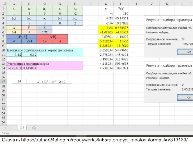 2.1 Решение полиномов Для полиномов Pn(x)=an^n+an-1x^n-1+…+a1x+a0 модули всех действительных корней xk ,