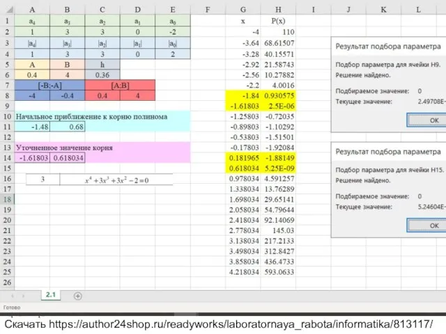 2.1 Решение полиномов Для полиномов Pn(x)=an^n+an-1x^n-1+…+a1x+a0 модули всех действительных корней xk ,