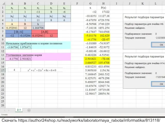 2.1 Решение полиномов Для полиномов Pn(x)=an^n+an-1x^n-1+…+a1x+a0 модули всех действительных корней xk ,