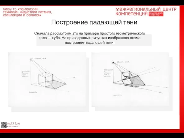 Построение падающей тени Сначала рассмотрим это на примере простого геометрического тела —