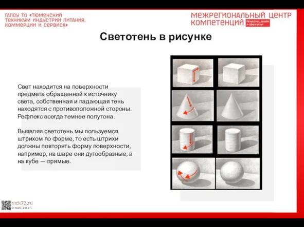 Светотень в рисунке Свет находится на поверхности предмета обращенной к источнику света,