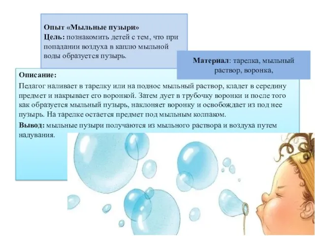 Описание: Педагог наливает в тарелку или на поднос мыльный раствор, кладет в