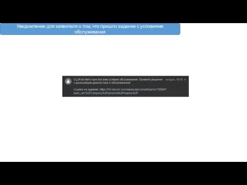 Уведомление для заявителя о том, что пришло задание с условиями обслуживания