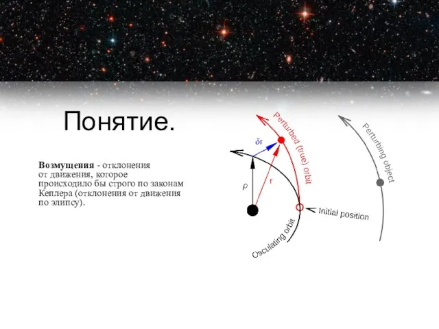 Понятие. Возмущения - отклонения от движения, которое происходило бы строго по законам