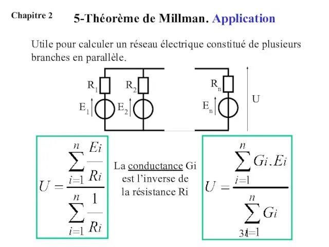 Utile pour calculer un réseau électrique constitué de plusieurs branches en parallèle.