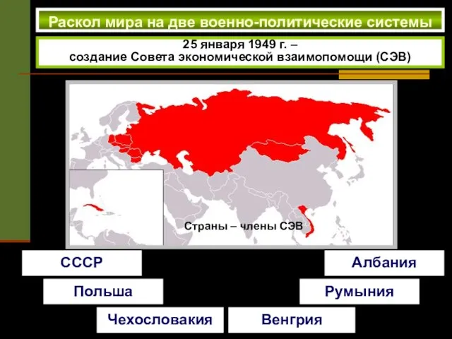 Раскол мира на две военно-политические системы 25 января 1949 г. – создание