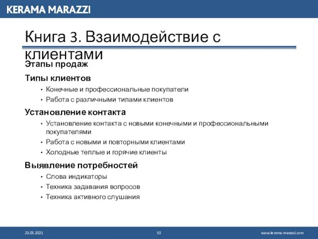 Книга 3. Взаимодействие с клиентами Этапы продаж Типы клиентов Конечные и профессиональные