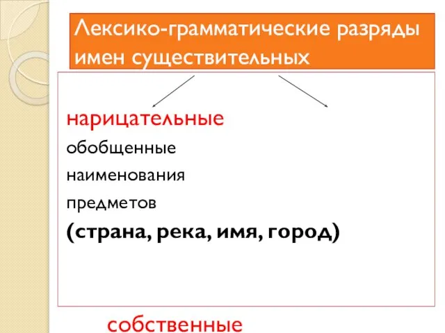 Лексико-грамматические разряды имен существительных нарицательные обобщенные наименования предметов (страна, река, имя, город)