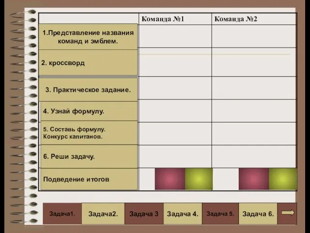 2. кроссворд 6. Реши задачу. Подведение итогов 4. Узнай формулу. Задача2. Задача