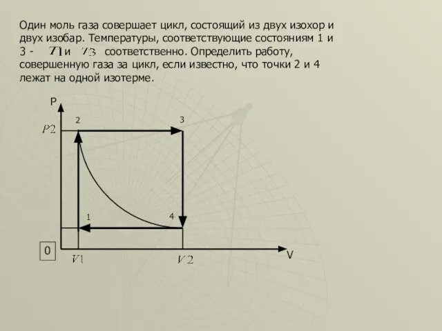 Один моль газа совершает цикл, состоящий из двух изохор и двух изобар.