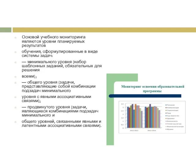 Основой учебного мониторинга являются уровни планируемых результатов обучения, сформулированные в виде системы