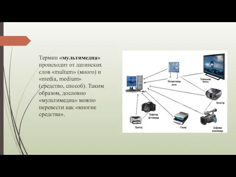 Термин «мультимедиа» происходит от латинских слов «multum» (много) и «media, medium» (средство,