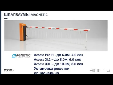 ШЛАГБАУМЫ MAGNETIC Access Pro H - до 6.0м, 4.0 сек Access XL2