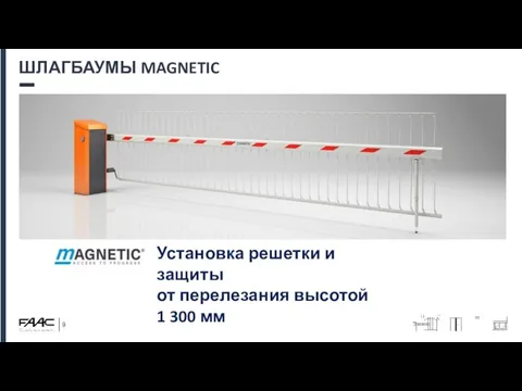 ШЛАГБАУМЫ MAGNETIC Установка решетки и защиты от перелезания высотой 1 300 мм