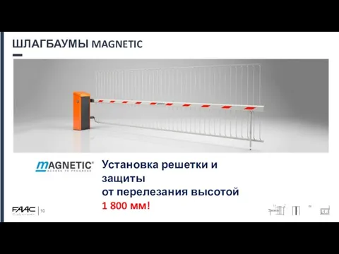 ШЛАГБАУМЫ MAGNETIC Установка решетки и защиты от перелезания высотой 1 800 мм!