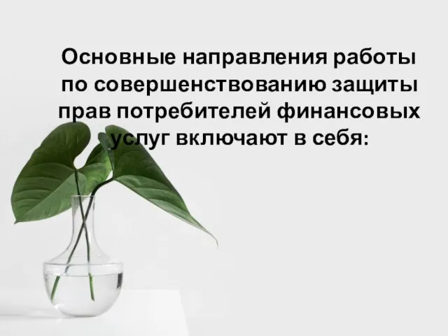 Основные направления работы по совершенствованию защиты прав потребителей финансовых услуг включают в себя: