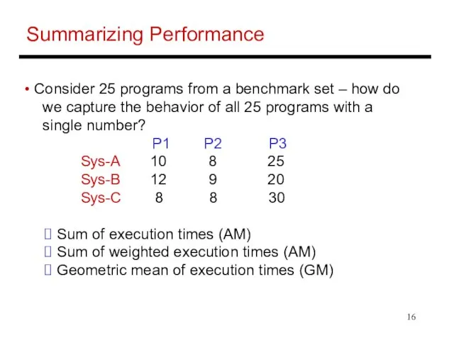 Summarizing Performance Consider 25 programs from a benchmark set – how do