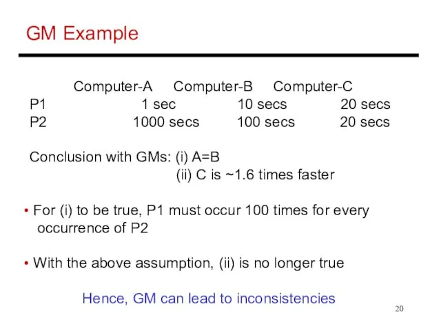 GM Example Computer-A Computer-B Computer-C P1 1 sec 10 secs 20 secs