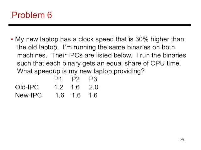 Problem 6 My new laptop has a clock speed that is 30%