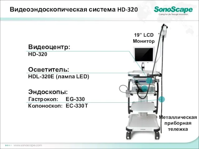 Видеоэндоскопическая система HD-320 Видеоцентр: HD-320 Осветитель: HDL-320E (лампа LED) Эндоскопы: Гастрокоп: EG-330