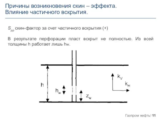 Причины возникновения скин – эффекта. Влияние частичного вскрытия. Spp скин-фактор за счет