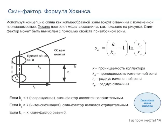 k – проницаемость коллектора kd – проницаемость измененной зоны rd – радиус